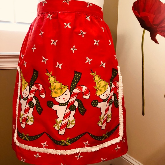 Vintage Christmas waist tie Apron - Picture 2 of 5